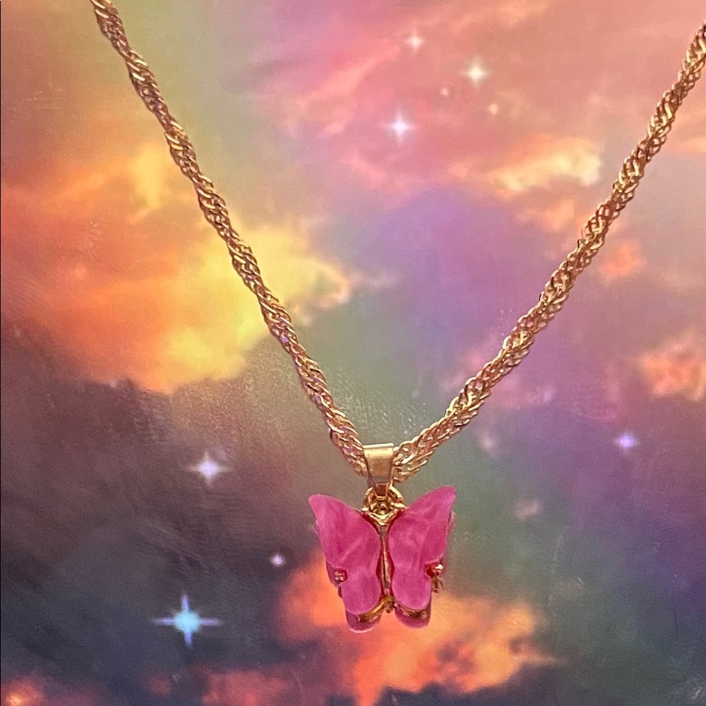 Rose butterfly necklace